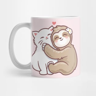 best girl friend Cute Cat loves sloth Kind hugs Mug